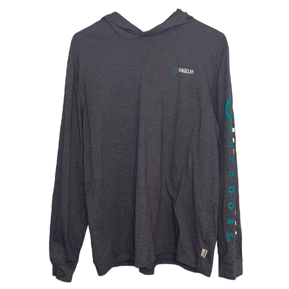 Men’s Magellan outdoors gray classic fit long sleeve shirt with a hood casual